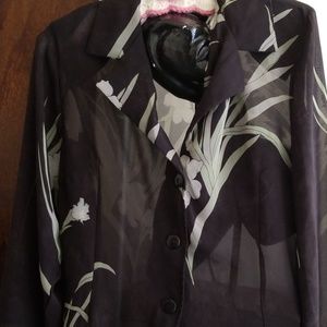 Long chiffon Jacket with painted  floral Irises